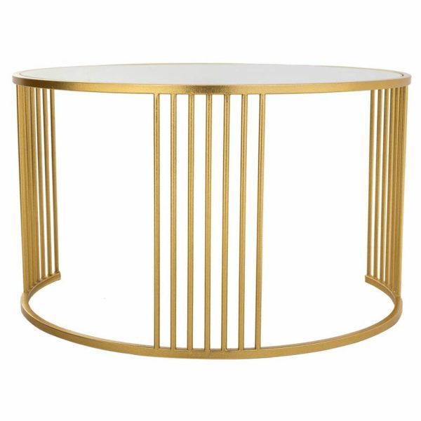 Centre Table Alexandra House Living Gold Iron Mirror MDF Wood 80 x 48 x 80 cm For Sale