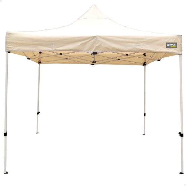 Gazebo Aktive Foldable Adjustable height Steel Polyester 420D Oxford Cream 300 x 320 x 300 cm Fashion