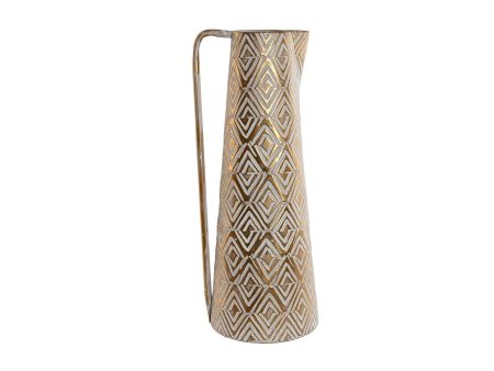 Vase Home ESPRIT White Golden Metal Modern 24,5 X 24,5 X 66 cm Supply