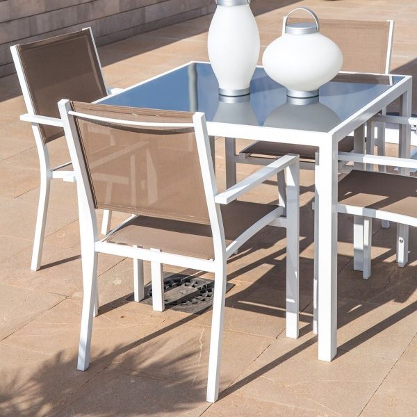 Garden chair Thais 55,2 x 60,4 x 86 cm Taupe Aluminium White Online Sale