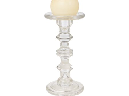 Candleholder Romimex Transparent Glass 13 x 35 x 13 cm Online Sale