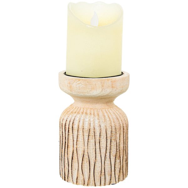 Candleholder Alexandra House Living White Brown Wood Metal 10 x 14 x 10 cm Discount