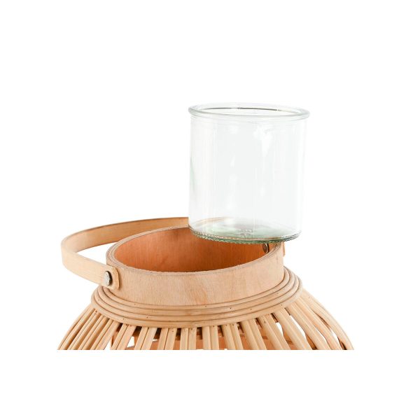 Candleholder Home ESPRIT Natural Light brown Bamboo Crystal 22,5 x 22,5 x 30 cm For Cheap