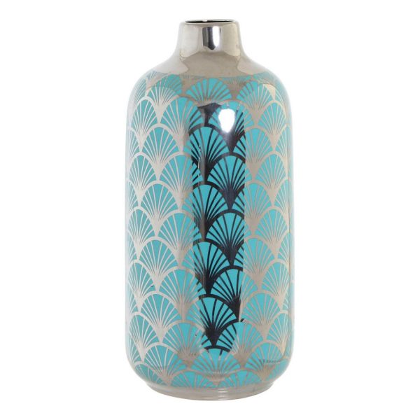 Vase DKD Home Decor Porcelain Turquoise Oriental (15 x 15 x 41.5 cm) Online Hot Sale