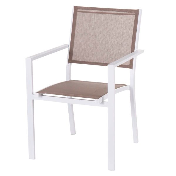 Garden chair Thais 55,2 x 60,4 x 86 cm Taupe Aluminium White Online Sale