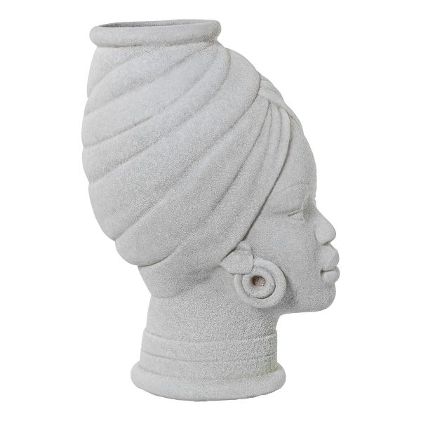 Vase Alexandra House Living White Ceramic African Woman 18 x 18 x 29 cm For Cheap