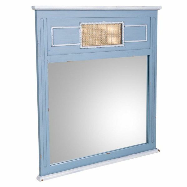 Wall mirror Alexandra House Living Blue 3 x 76 x 70 cm Rectangular For Sale