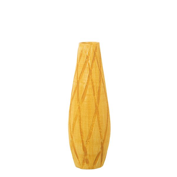 Vase Alexandra House Living Yellow Ceramic Rhombus 17 x 18 x 56 cm For Discount