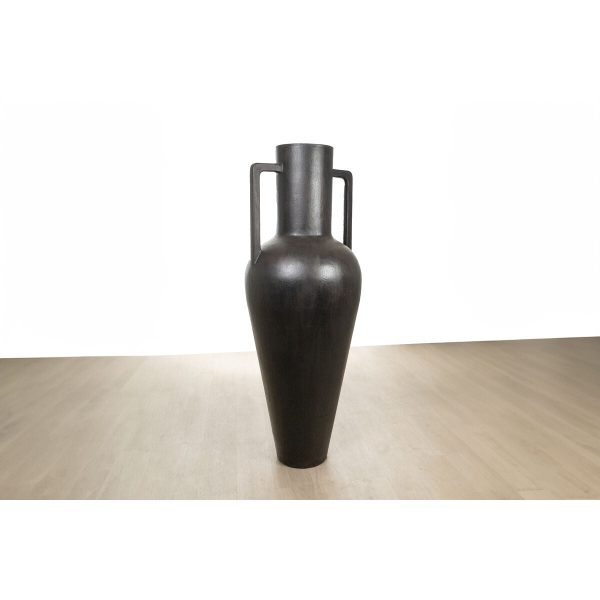 Vase Romimex Black Ceramic Streched 60 x 165 x 60 cm With handles For Sale