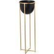 Planter Alexandra House Living Black Golden Metal 21 x 21 x 66 cm With support Cheap