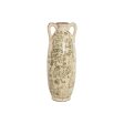 Vase Home ESPRIT White Brown Green Stoneware Leaf of a plant 13 x 13 x 35 cm Online Hot Sale