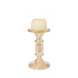 Candleholder Romimex Golden Glass 13 x 19 x 13 cm Hot on Sale