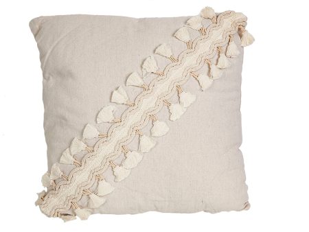 Cushion Romimex White Tassels 45 x 10 x 45 cm Online Sale