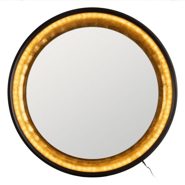 Wall mirror Black Golden 90 x 9 x 90 cm For Sale