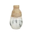 Vase Alexandra House Living White Beige Ceramic Rattan 25 x 60 x 25 cm Online Sale