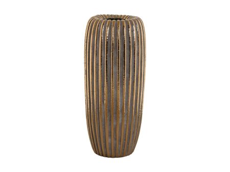 Vase Home ESPRIT Golden Stoneware Modern 17 x 17 x 39 cm Online now