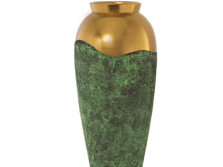 Vase Alexandra House Living Green Golden Ceramic 25 x 25 x 59 cm on Sale