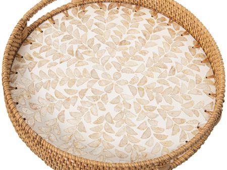 Tray Alexandra House Living Multicolour Rattan Mother of pearl Circular 33 x 35 x 33 cm For Discount