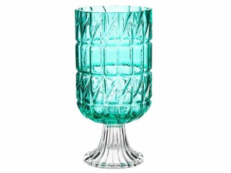 Vase Engraving Turquoise Crystal 13 x 26,5 x 13 cm (6 Units) Fashion