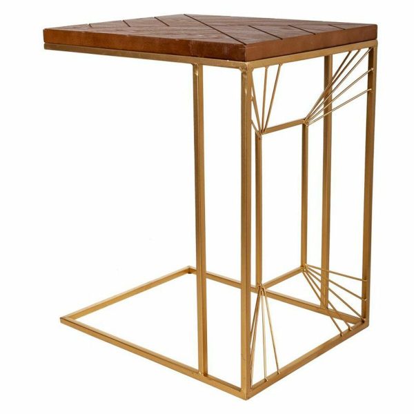 Corner table Alexandra House Living Gold Natural 35 x 55 x 45 cm Online Sale