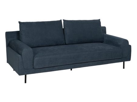 3-Seater Sofa Blue Wood 216 x 86 x 90 cm Online Sale