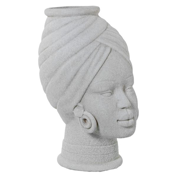 Vase Alexandra House Living White Ceramic African Woman 18 x 18 x 29 cm For Cheap