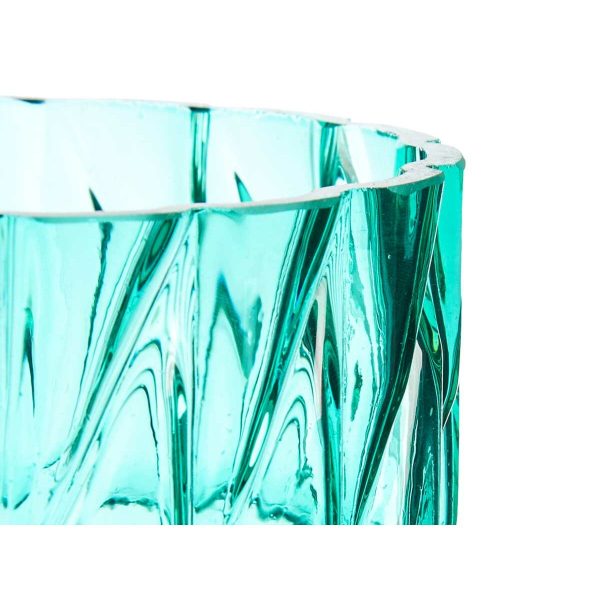 Vase Engraving Turquoise Crystal 13 x 26,5 x 13 cm (6 Units) Fashion