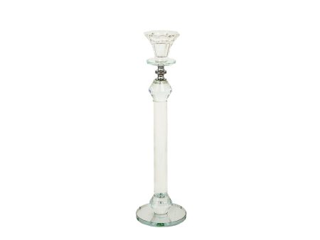 Candleholder Romimex Transparent Glass 9 x 32 x 9 cm Online Hot Sale