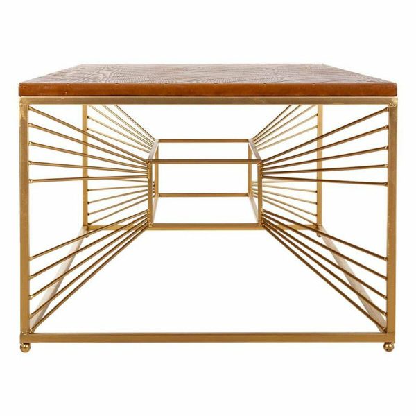 Centre Table Alexandra House Living Gold Natural Iron Fir wood MDF Wood 70 x 50 x 130 cm For Cheap