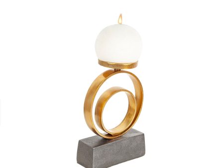 Candleholder Romimex Black Golden Aluminium 16 x 23 x 7 cm Circle Hot on Sale