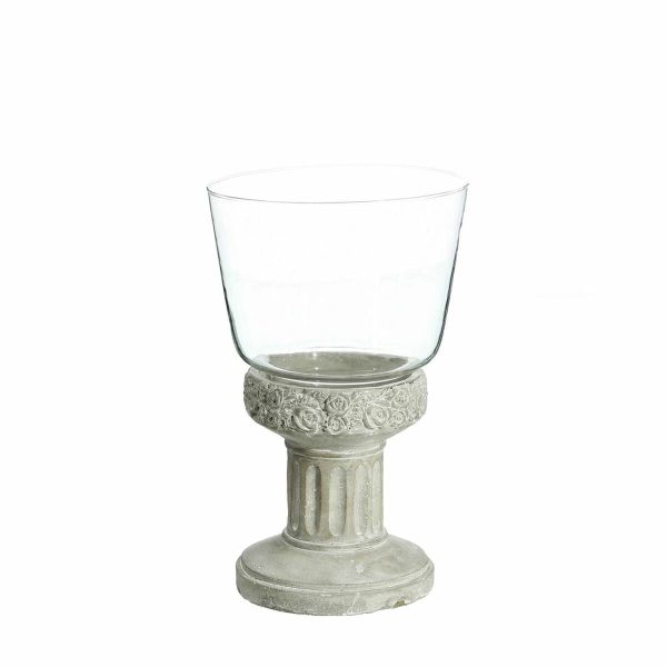 Candleholder 17,5 x 17,5 x 29,5 cm Crystal Grey Cement Online now