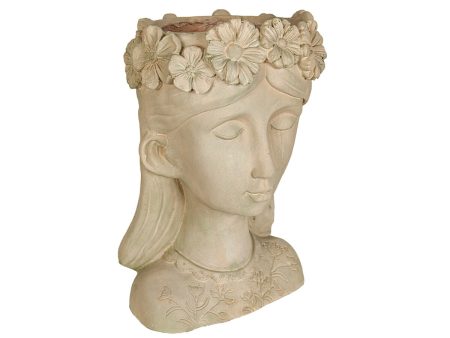 Planter Romimex Grey Resin Flowers Bust 28 x 43 x 24 cm Online