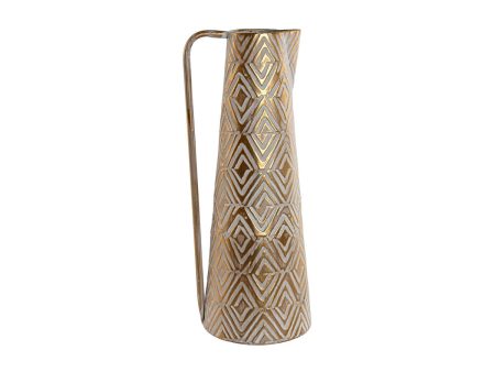 Vase Home ESPRIT White Golden Metal Modern 19,5 X 19,5 X 53 cm on Sale