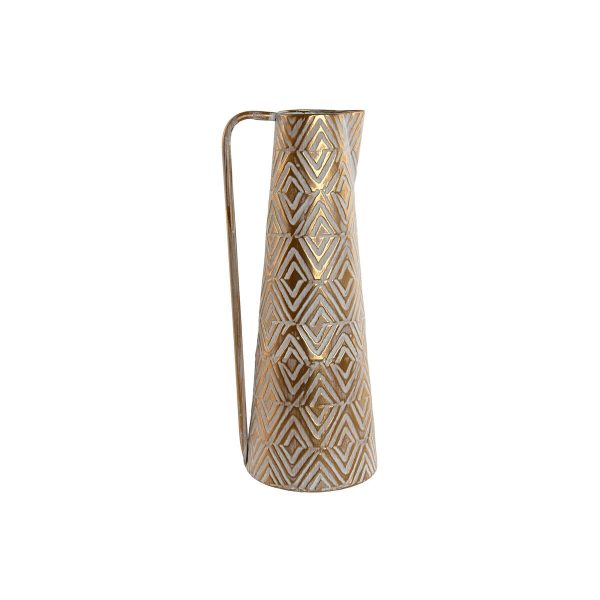 Vase Home ESPRIT White Golden Metal Modern 19,5 X 19,5 X 53 cm on Sale