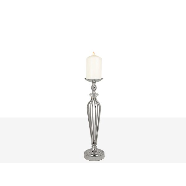 Candleholder Romimex Silver Metal Glass 16 x 50 x 16 cm Online