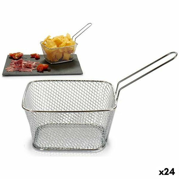 Basket for Presenting Aperitifs Silver Iron 24 x 13 x 11 cm (24 Units) on Sale