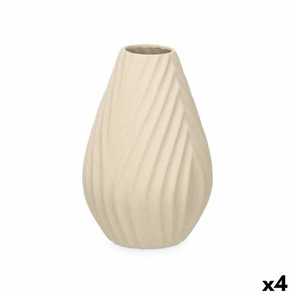 Vase Beige Ceramic 21 x 31 x 21 cm (4 Units) Stripes Online