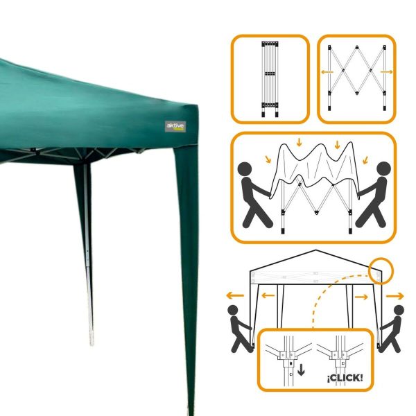 Gazebo Aktive 300 x 250 x 300 cm Cloth Steel Green For Sale