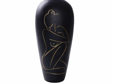 Vase DKD Home Decor Lady Black Resin Modern (34 x 34 x 73,5 cm) Online