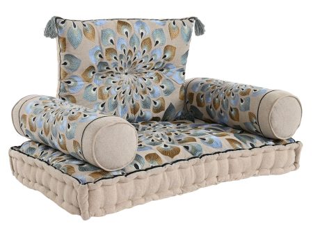 Garden sofa DKD Home Decor Blue Beige 90 x 55 x 18 cm For Cheap