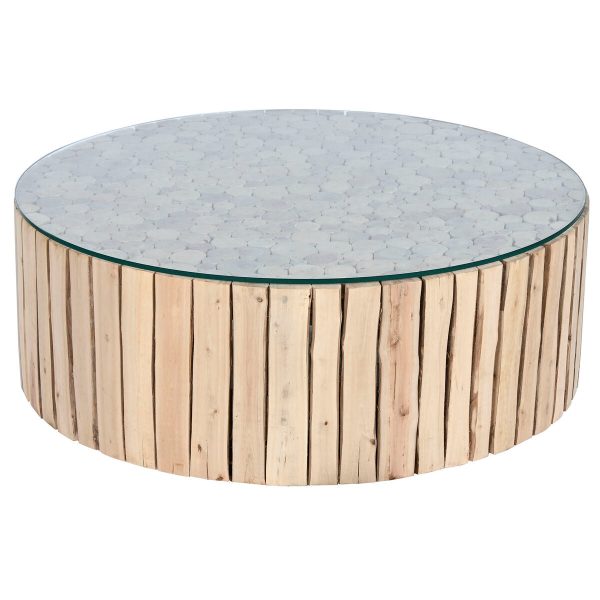 Centre Table Home ESPRIT Natural Crystal Eucalyptus wood 90 x 90 x 30 cm For Sale