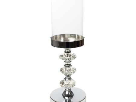 Candleholder Romimex Silver Metal Glass 12 x 34 x 12 cm Hot on Sale