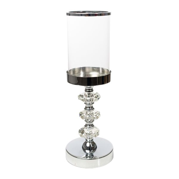 Candleholder Romimex Silver Metal Glass 12 x 34 x 12 cm Hot on Sale