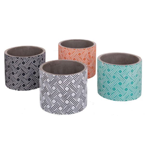 Set of Planters Fiore Cement Cylindrical 14 x 14 x 12 cm (4 Units) on Sale