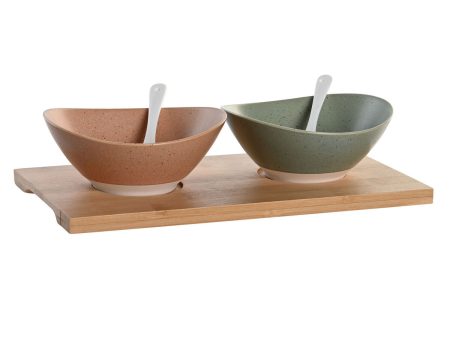 Appetizer Set DKD Home Decor 29 x 15,5 x 1,5 cm Porcelain Multicolour Bamboo Scandinavian Supply