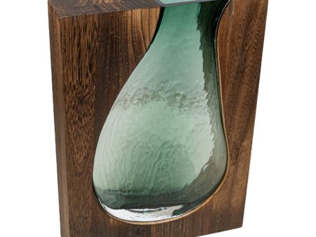 Vase Romimex Brown Green Wood Glass 22 x 30 x 6 cm Sale