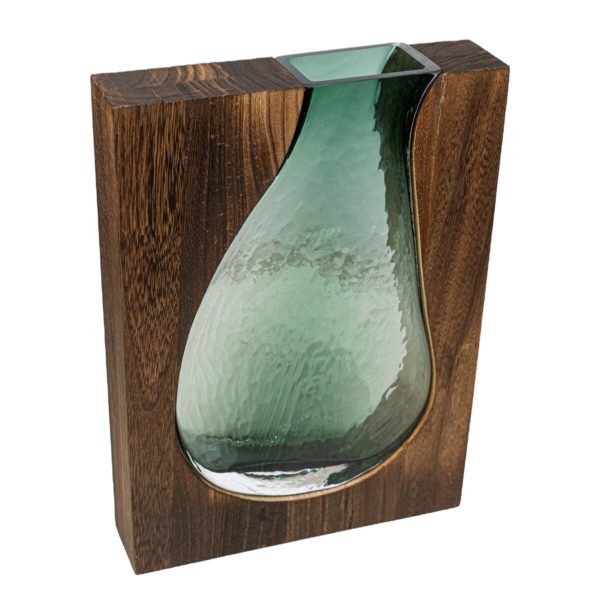 Vase Romimex Brown Green Wood Glass 22 x 30 x 6 cm Sale