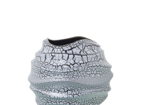 Vase Alexandra House Living Grey Silver Ceramic Crackled 26 x 27 x 25 cm Fashion