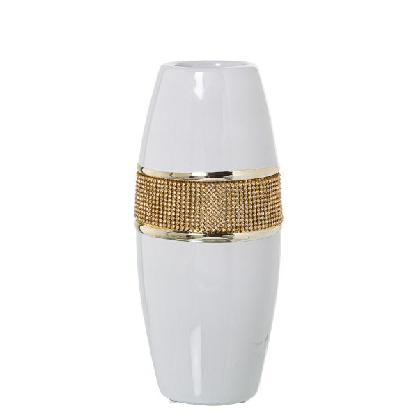 Vase Alexandra House Living White Ceramic 11 x 27 cm Online