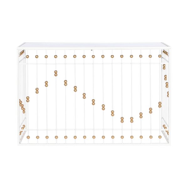 Console Home ESPRIT White Golden Mirror 120 x 40 x 80 cm For Discount